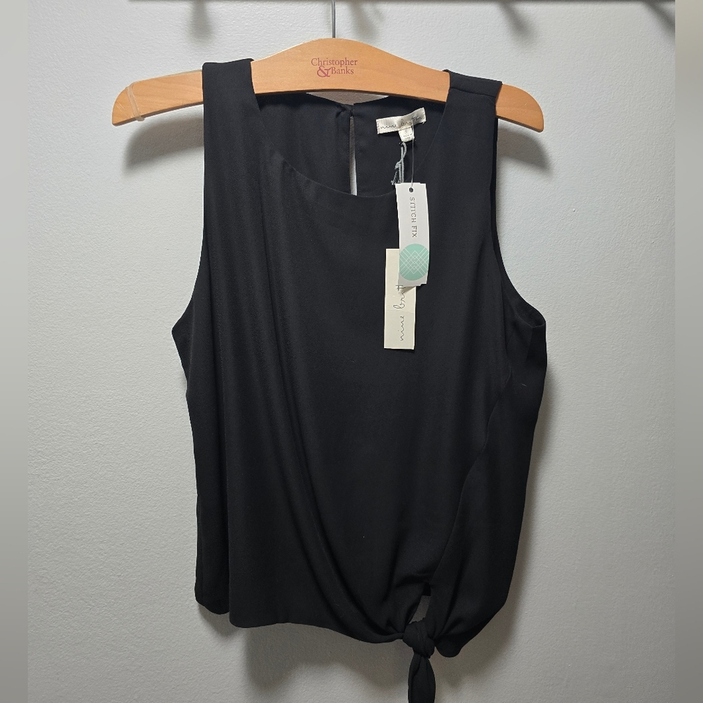 Nine Britton Black Tie Front Tank Top